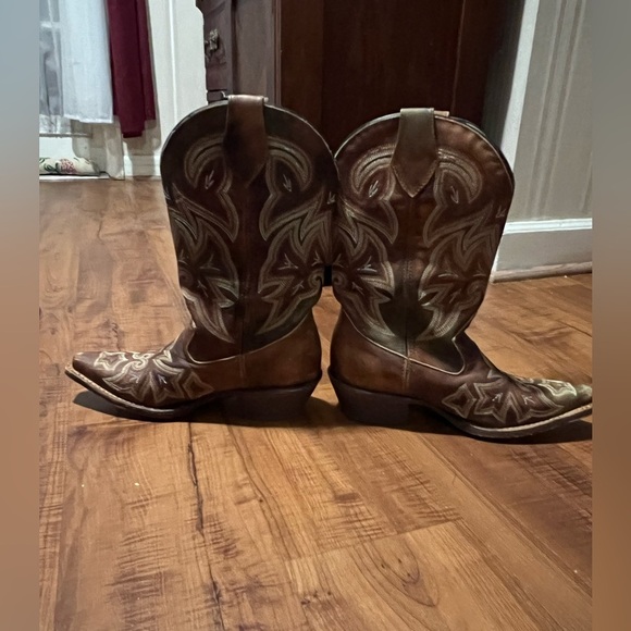 ROCKY HANDMADE Leather Western Cowgirl  Boots-Brown Size 6 - Picture 8 of 14